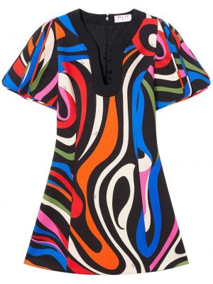 Koktejlové šaty s potiskem s abstraktním vzorem Pucci černé