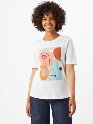 Tricou cu imprimeu abstract Selected Femme alb