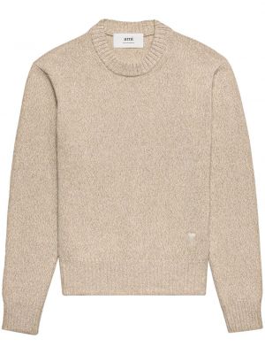 Kašmírový svetr s výšivkou Ami Paris béžový