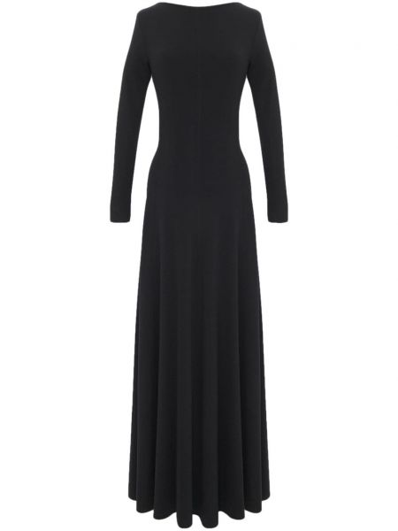 Vunena večernja haljina Saint Laurent crna