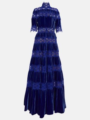 Aksamitna jedwabna sukienka długa koronkowa Costarellos