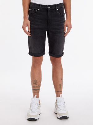 Slim fit priliehavé džínsové šortky Calvin Klein Jeans čierna