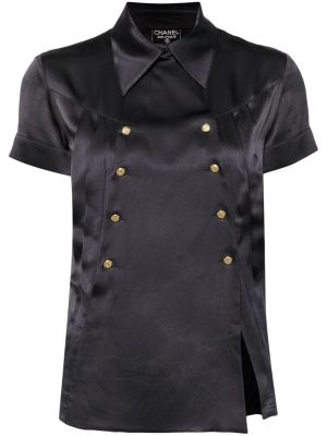 Svilena bluza Chanel Pre-owned črna