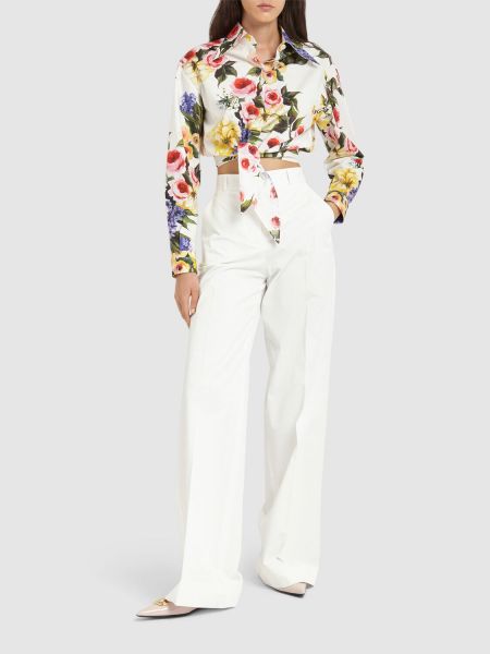 Pantaloni di cotone baggy Dolce & Gabbana bianco