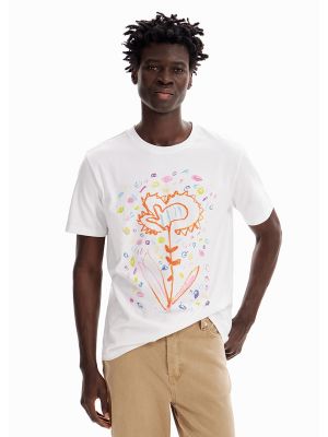 Camiseta de flores bootcut Desigual blanco