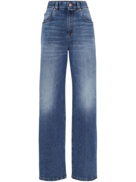 Strečové džínsy s vysokým pásom Brunello Cucinelli modrá