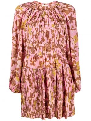 Плисирана мини рокля на цветя с принт Ulla Johnson розово