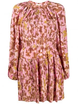 Plissert trykt floral dress Ulla Johnson rosa