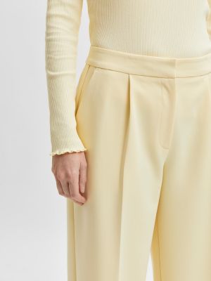 Широки панталони тип „марлен“ Selected Femme жълто