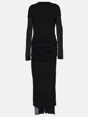 Svilena maksi haljina od jersey s draperijom Givenchy crna