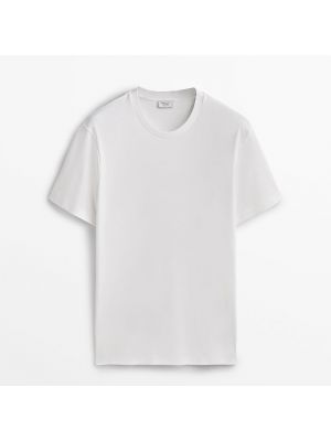 Хлопковая футболка свободного кроя Massimo Dutti белая