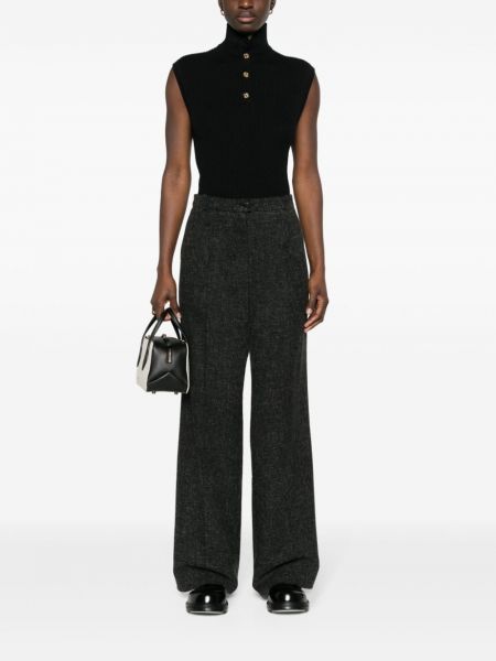 Vlněné kalhoty relaxed fit Chanel Pre-owned šedé