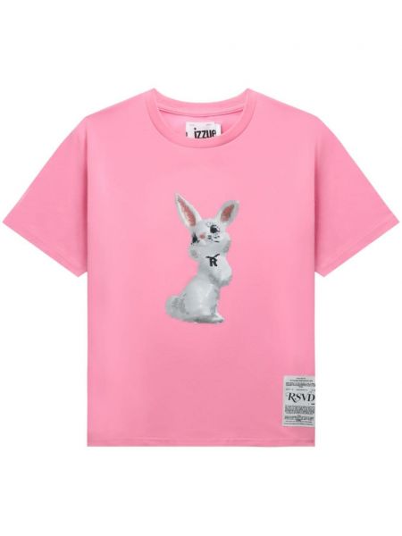 Βαμβακερή μπλούζα με σχέδιο Izzue ροζ