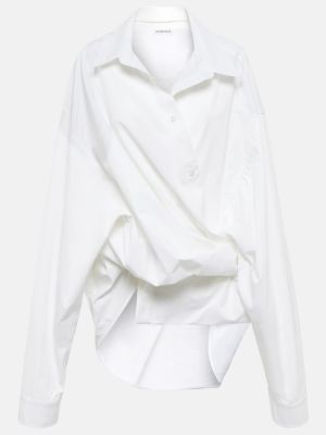 Drapovaná bavlněná košile Balenciaga bílá