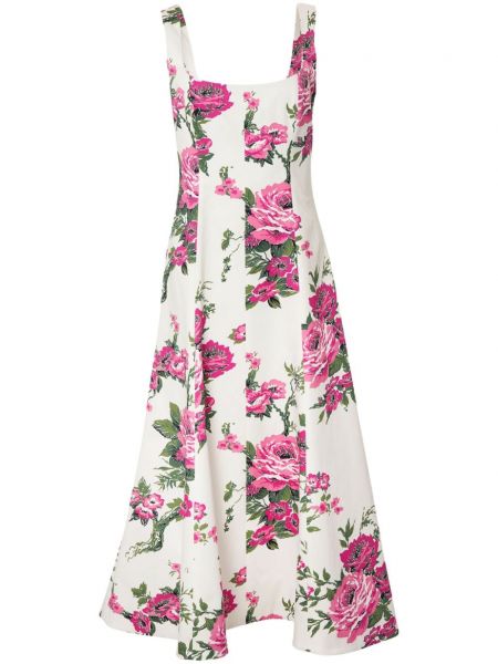Kvetinové midi šaty bez rukávov s potlačou Carolina Herrera