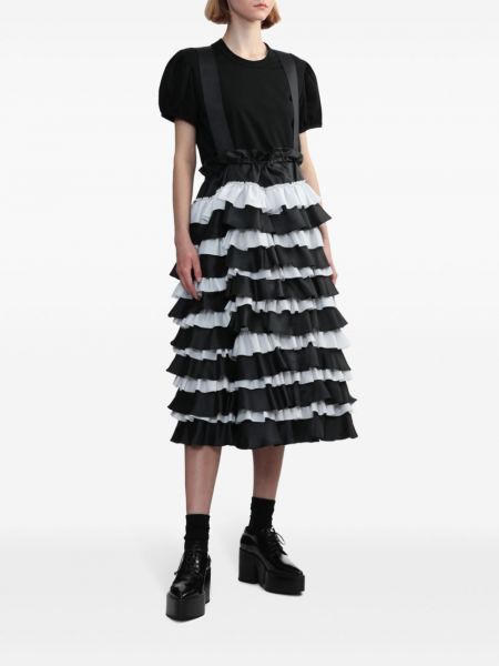 Midi šaty s volány Noir Kei Ninomiya