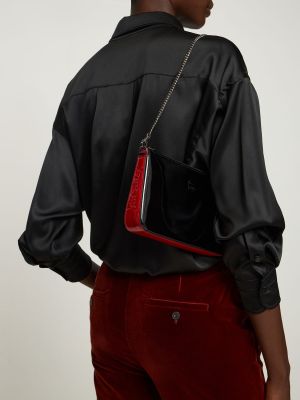 Kožna clutch torbica od lakirane kože Christian Louboutin crna