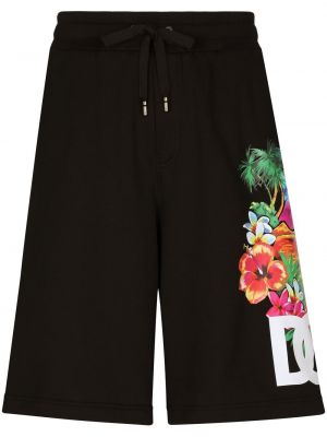 Kratke hlače s cvetličnim vzorcem s potiskom Dolce & Gabbana črna