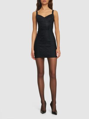Satenska mini haljina Dolce & Gabbana crna