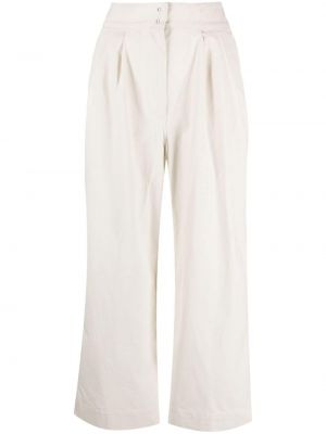 Plisované bavlněné kalhoty relaxed fit Margaret Howell bílé