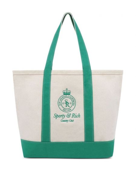 Shopper handtasche aus baumwoll Sporty & Rich grün