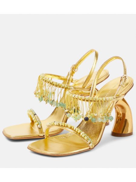 Sandale din piele cu mărgele Dries Van Noten auriu