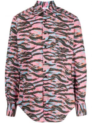 Bavlněná košile s potiskem se zebřím vzorem Erl růžová