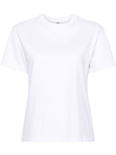 Βαμβακερή μπλούζα με στρογγυλή λαιμόκοψη Toteme λευκό