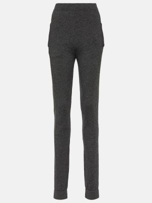 Pantalon taille haute en cachemire Saint Laurent gris
