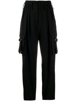 Pantalones de cintura alta con bolsillos Balmain negro