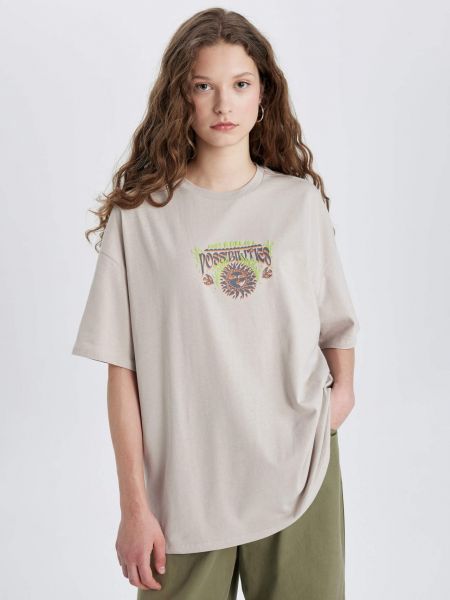 Oversize t-krekls ar apdruku ar īsām piedurknēm Defacto