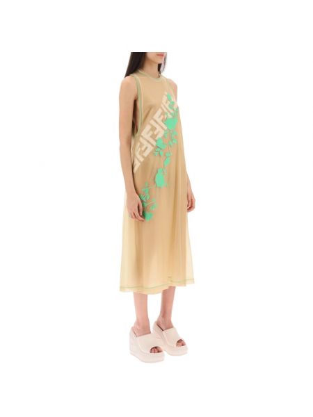 Sukienka midi Fendi beżowa