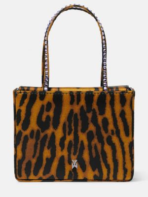 Леопардовая атласная сумка с принтом Amina Muaddi