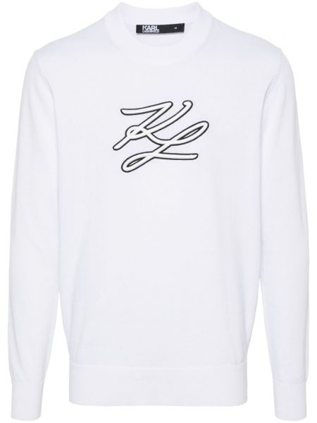 Пуловер бродиран Karl Lagerfeld бяло