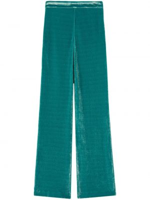 Žametne ravne hlače iz rebrastega žameta Jil Sander zelena
