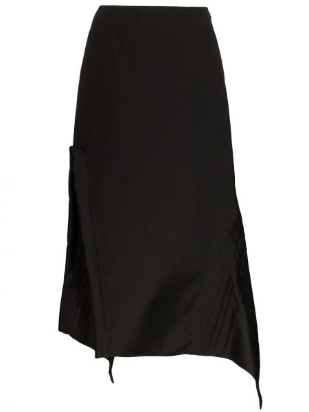 Falda midi asimétrica plisada Jil Sander negro