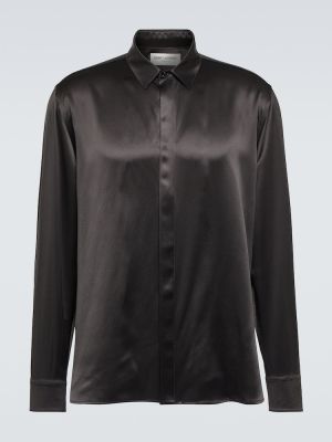 Camicia di raso di seta Saint Laurent nero