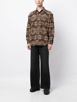 Žakardinė medvilninė marškiniai Mastermind World ruda