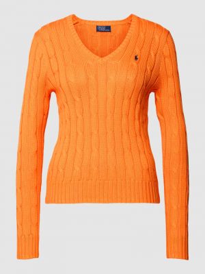 Dzianinowy sweter bawełniany Polo Ralph Lauren pomarańczowy