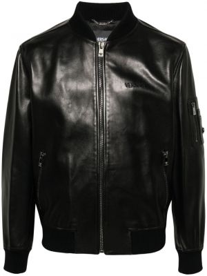 Usnjena jakna Versace črna
