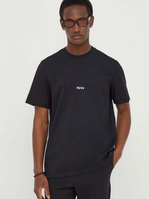 Чорна бавовняна футболка з принтом Msgm