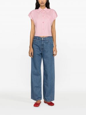 Koszula jeansowa bawełniana w serca Moschino Jeans różowa