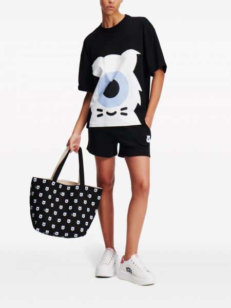 Oversize t-krekls ar apdruku Karl Lagerfeld melns
