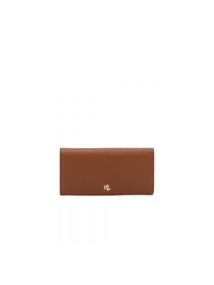 Brązowy portfel skórzany skórzany z kieszeniami Ralph Lauren