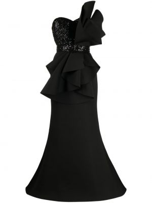 Коктейлна рокля Badgley Mischka черно