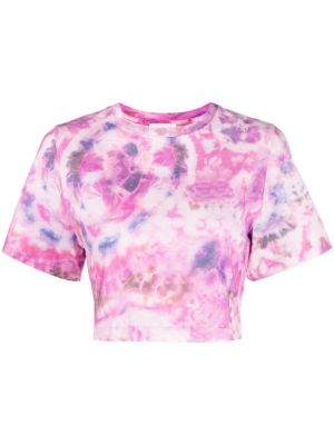 Памучна тениска с tie-dye ефект Marant Etoile розово