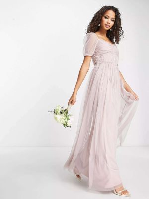 Длинное платье с пышными рукавами Anaya розовое