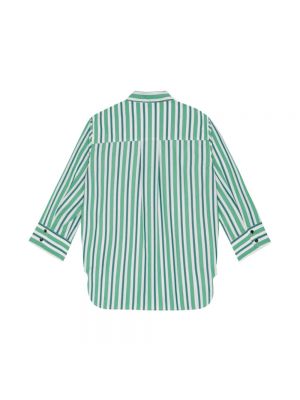 Camisa de algodón a rayas Ganni verde