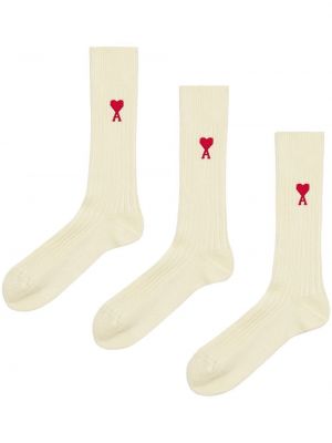 Ponožky s výšivkou Ami Paris biela