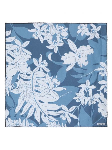 Virágos selyem nyakkendő nyomtatás Tom Ford kék